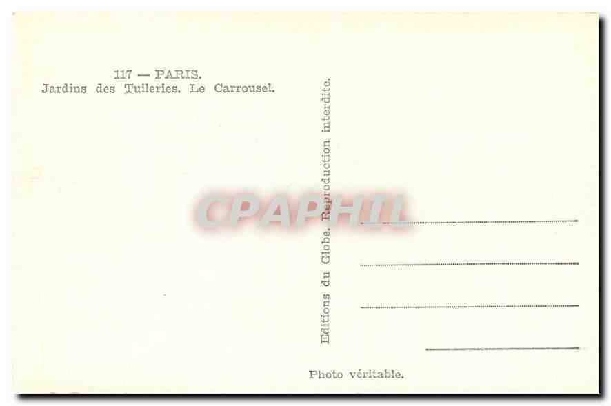 CPA Paris Jardins des Tuileries Le Carrousel  — Rückseite
