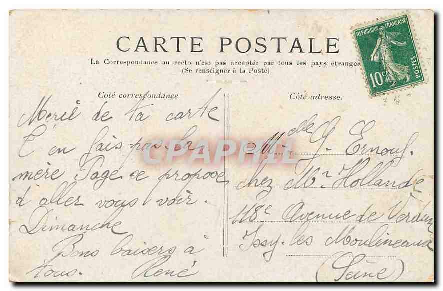 CPA Paris L'Hotel de Ville  — Rückseite