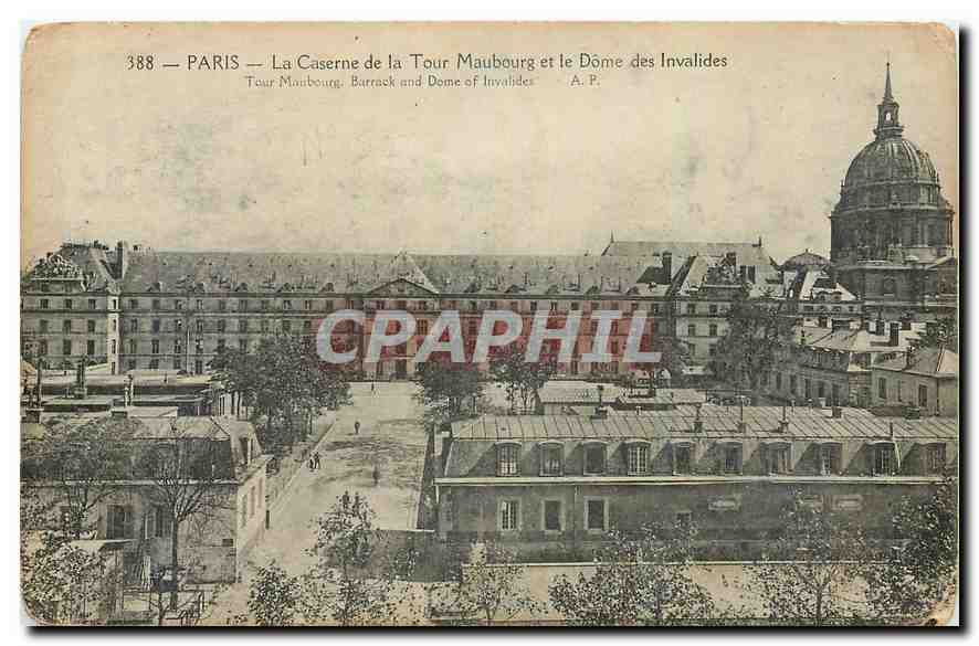 CPA Paris La Caserne de la Tour Maubourg et le Dome des Invalides 