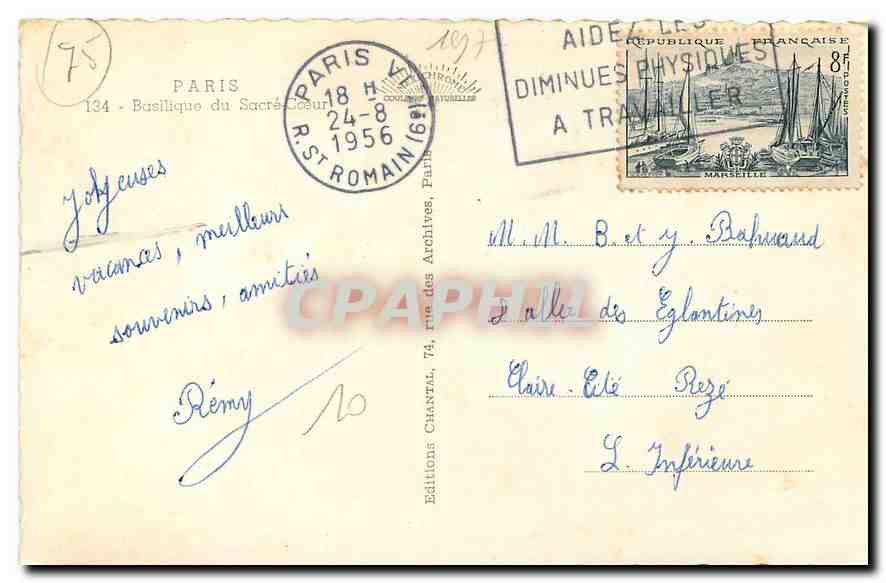 CPA Paris Basilique du Sacre Coeur  — Rückseite