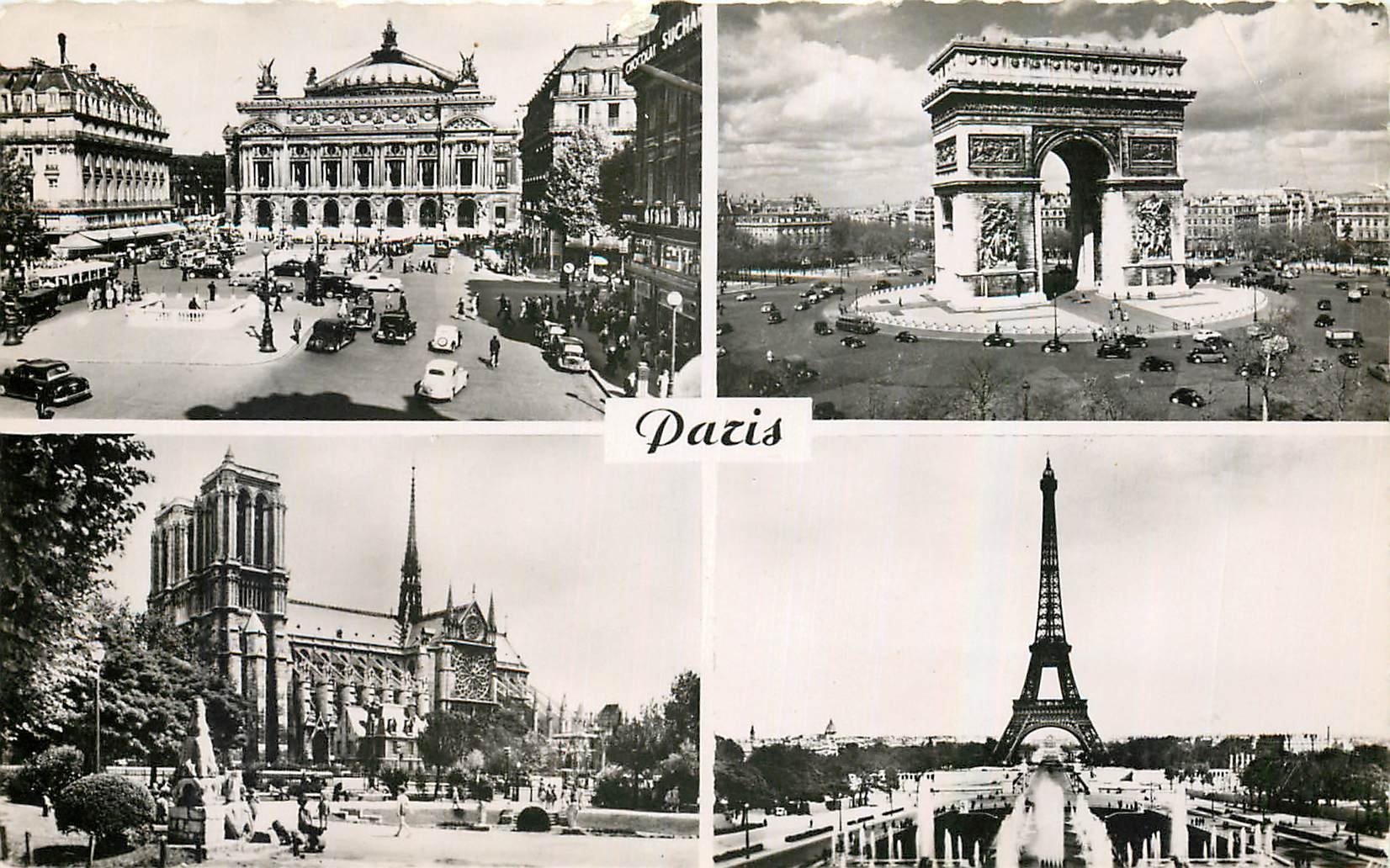 CPA Paris l'Opera l'Arc de Triomphe Notre Dame La Tour Eiffel 