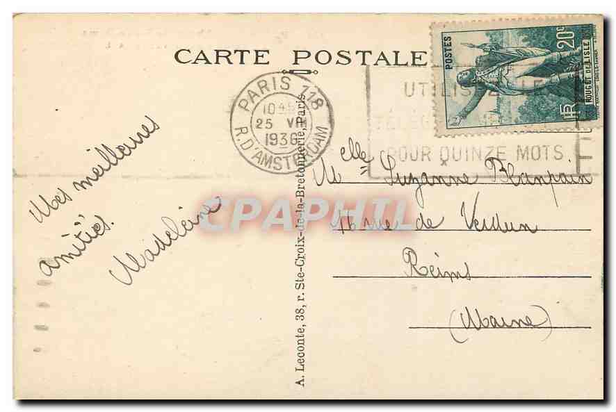 CPA Paris l'Abside de Notre Dame et le Square de l'Archeveche  — Verso