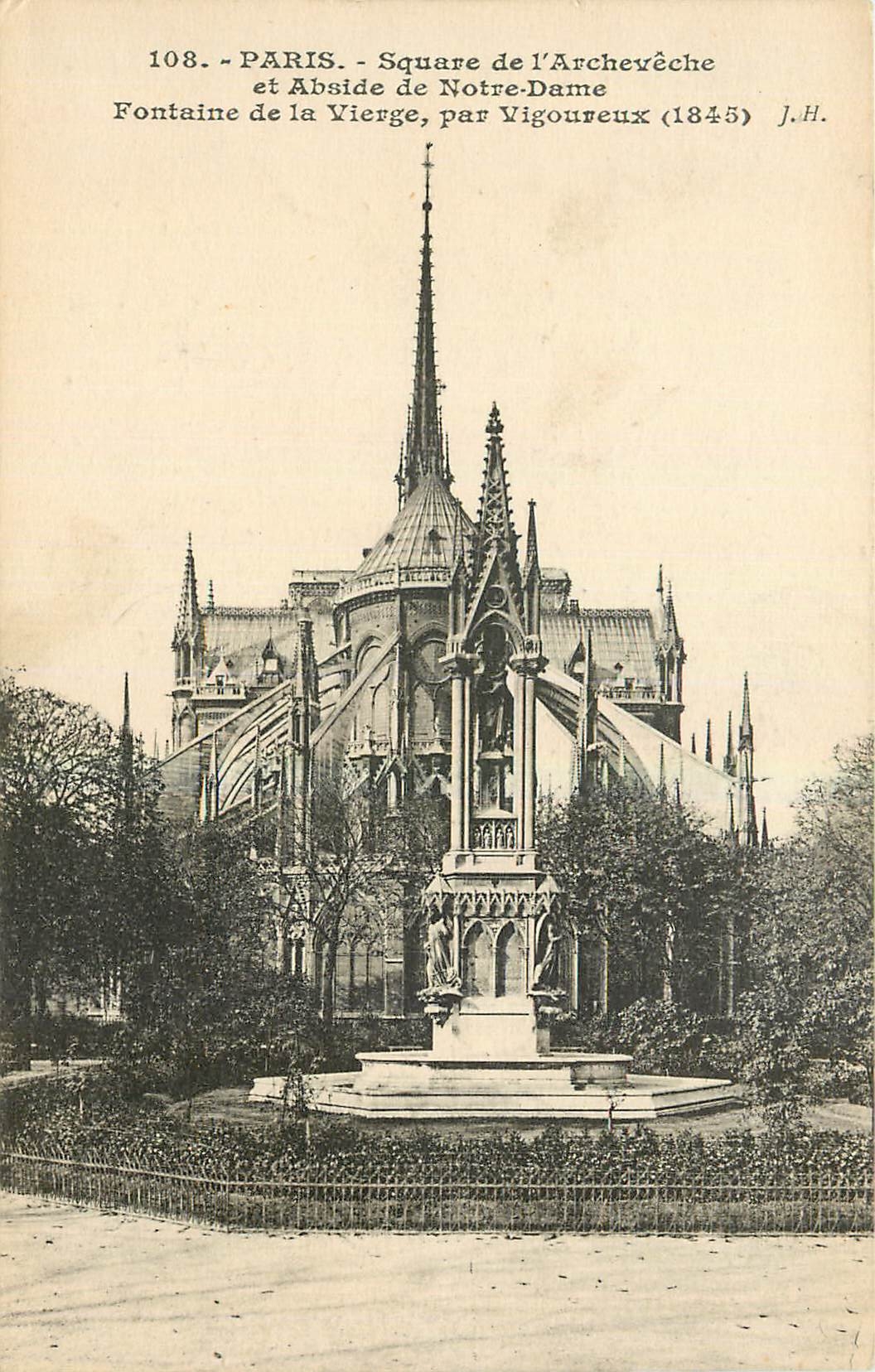 CPA Paris Square de l'Archeveche et Abside de Notre Dame 