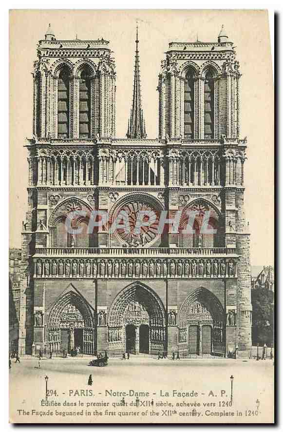 CPA Paris Notre Dame La Facade 