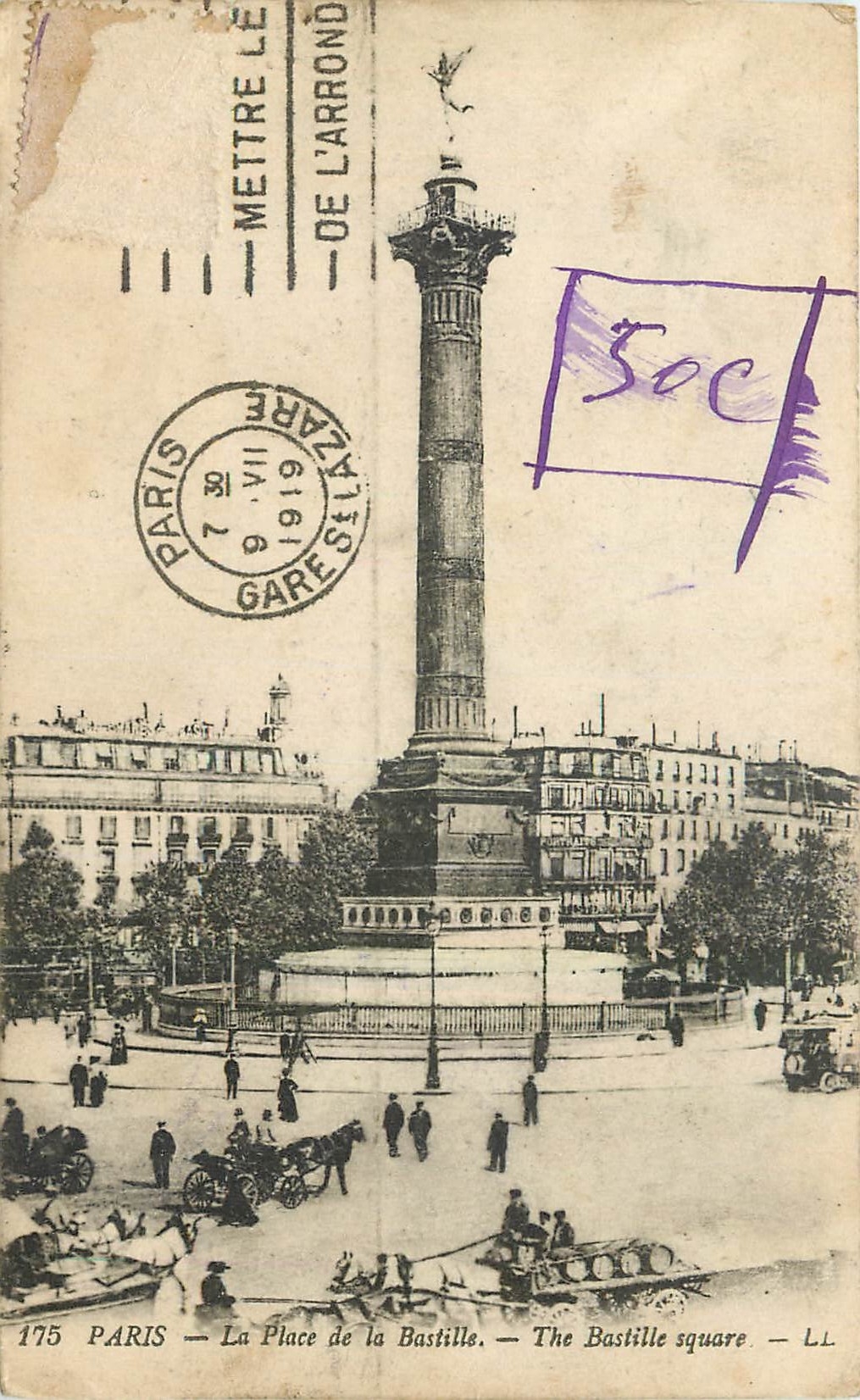 CPA Paris La Place de la Bastille 