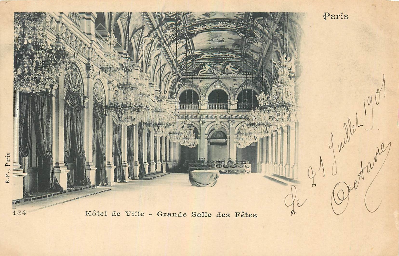 CPA Paris Hotel de Ville Grande Salle des Fetes 
