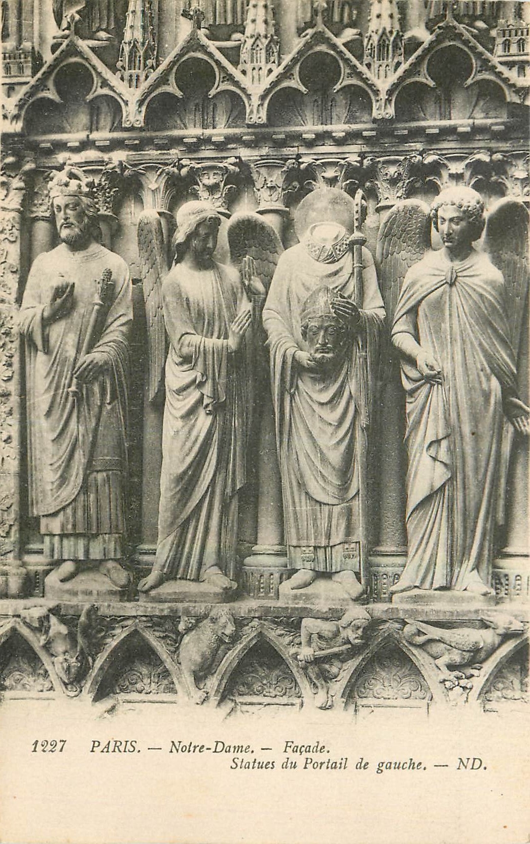 CPA Paris Notre Dame Facade Statues du Portail de gauche 