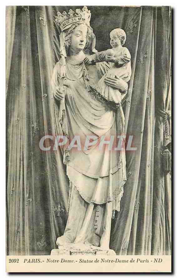 CPA Paris Notre Dame Statue de Notre Dame de Paris 