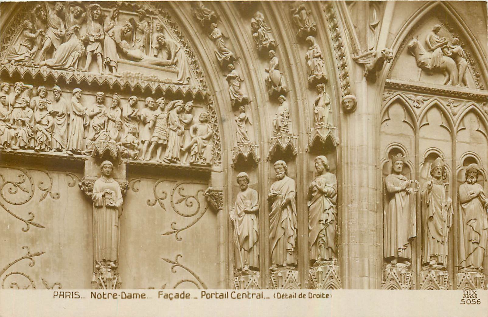 CPA Paris Notre Dame Facad Portail Central Detail de Droite 