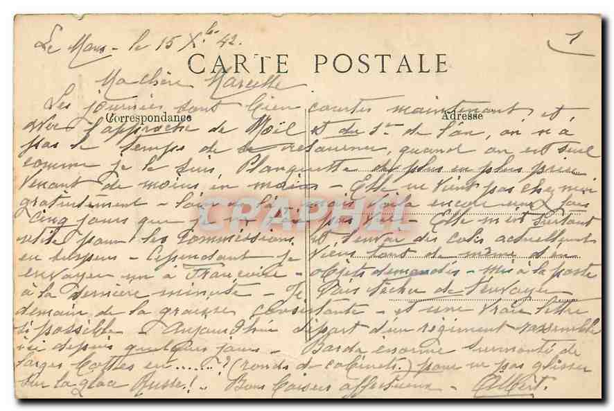 CPA Paris Palais de Justice Grosse Horloge  — Verso
