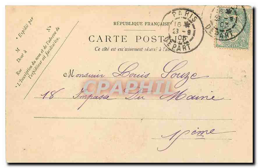 CPA Paris Le Jardin du Palais Royal  — Rückseite