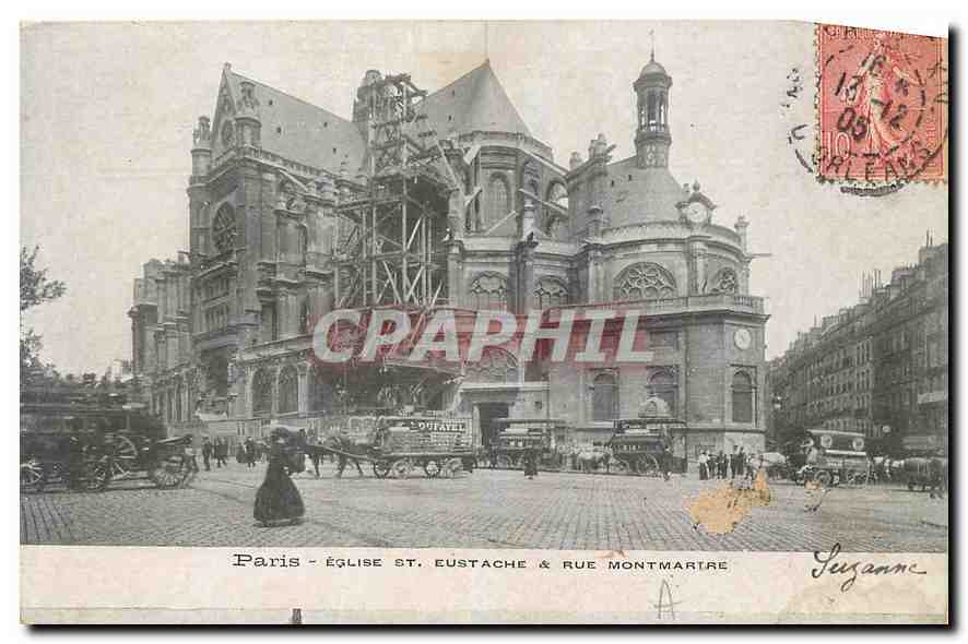 CPA Paris Eglise et rue Montmartre 