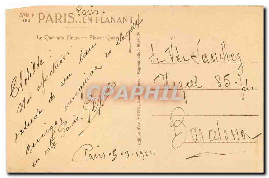 CPA Paris Le Quai aux Fleurs  — Rückseite