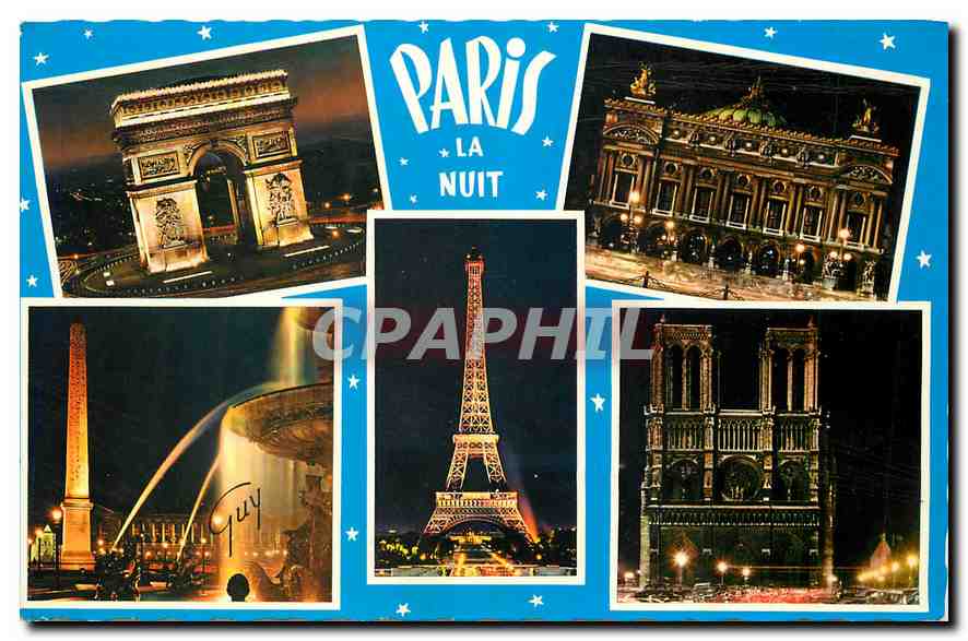 CPA Paris et ses Merveilles les monuments Illumines l'Arc de Triomphe de l'Etoile La Cathedrale Notr