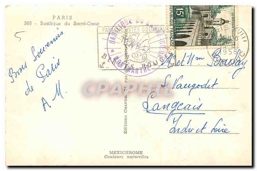 CPA Paris Basilique du Sacre Coeur  — Rückseite