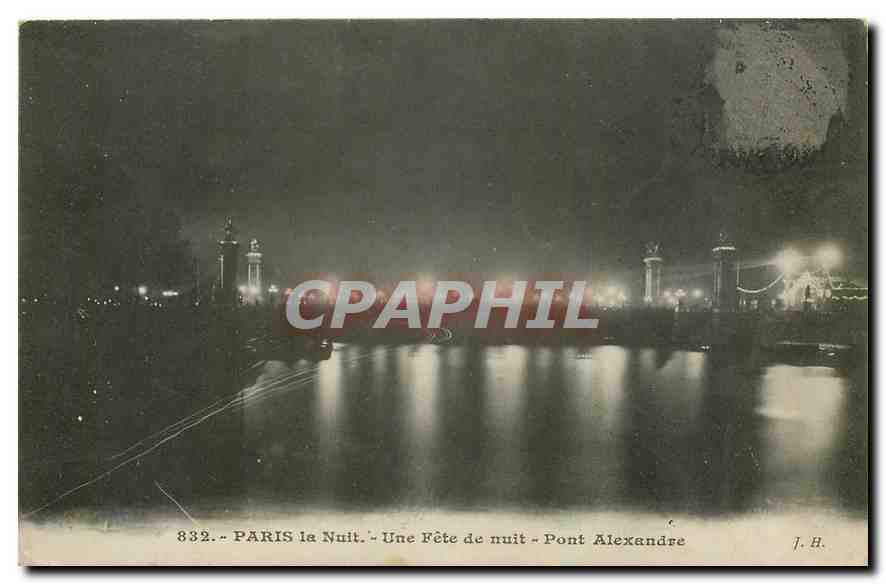 CPA Paris la Nuit Une Fete de nuit Pont Alexandre 