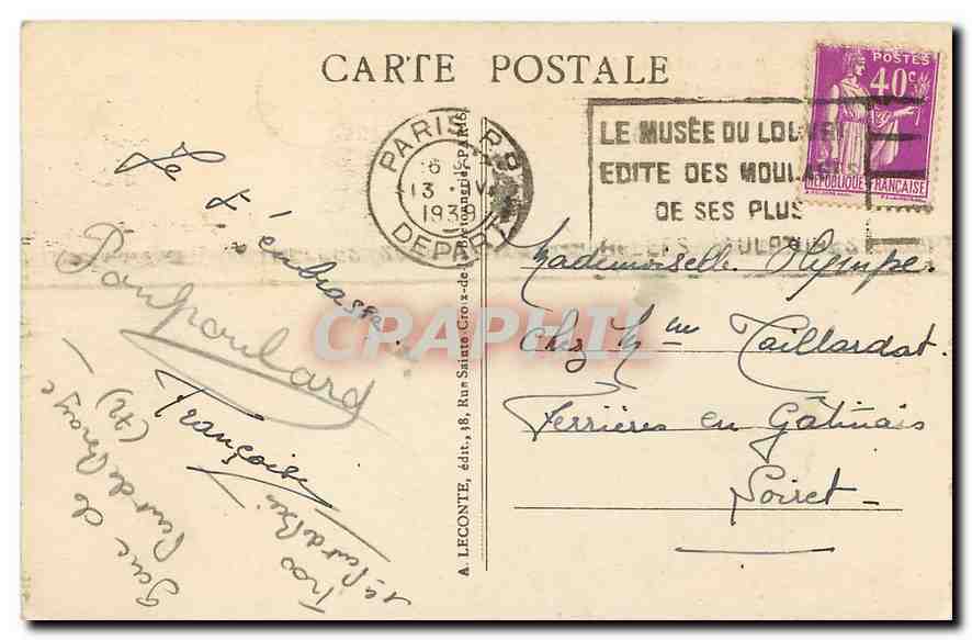 CPA Paris La Madeleine  — Verso