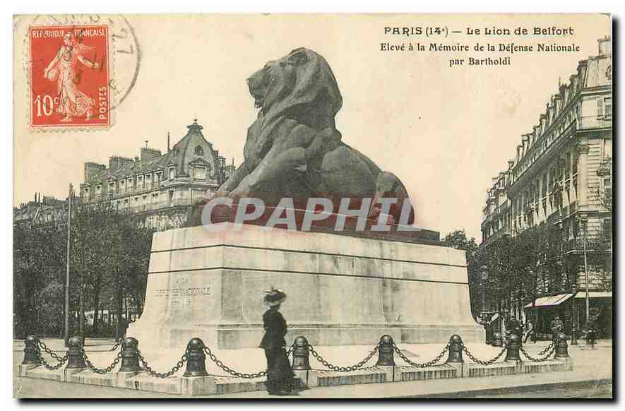 CPA Paris Le Lion de Belfort Eleve a la Memoire de la Defense Nationale par Bartholdi 