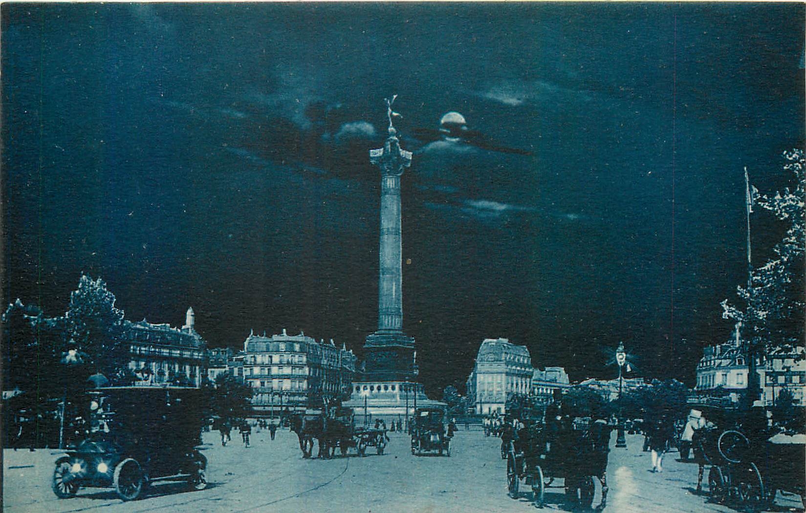 CPA Paris la Nuit Place de la Bastille 