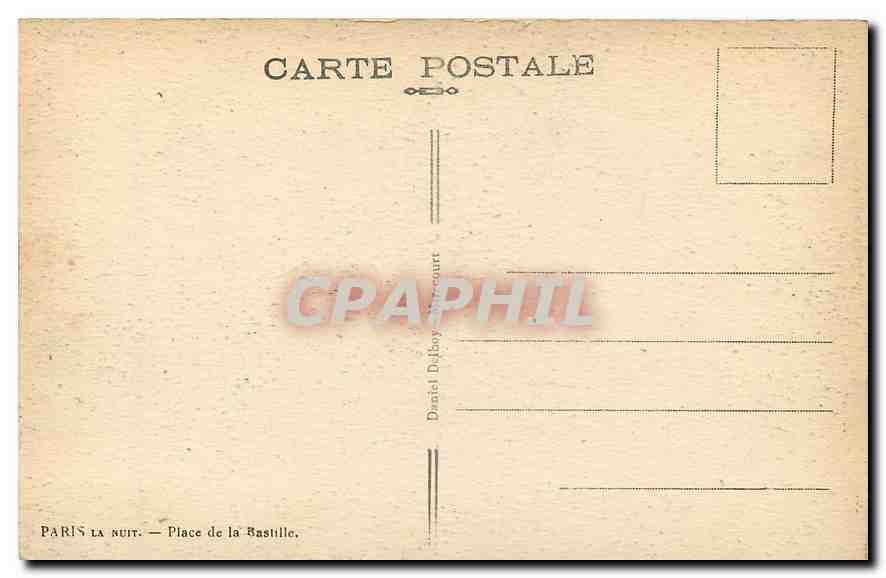 CPA Paris la Nuit Place de la Bastille  — Rückseite