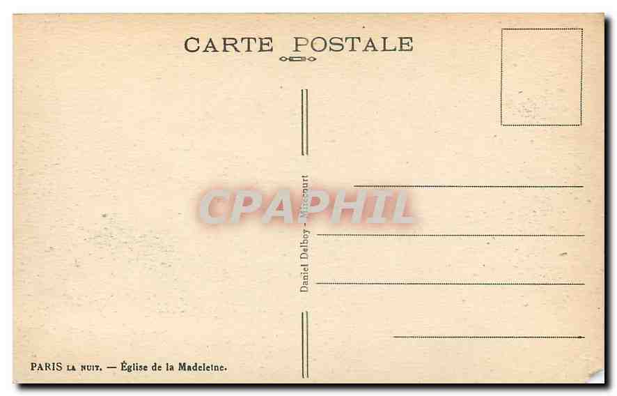CPA Paris la Nuit Eglise de la Madeleine  — Verso