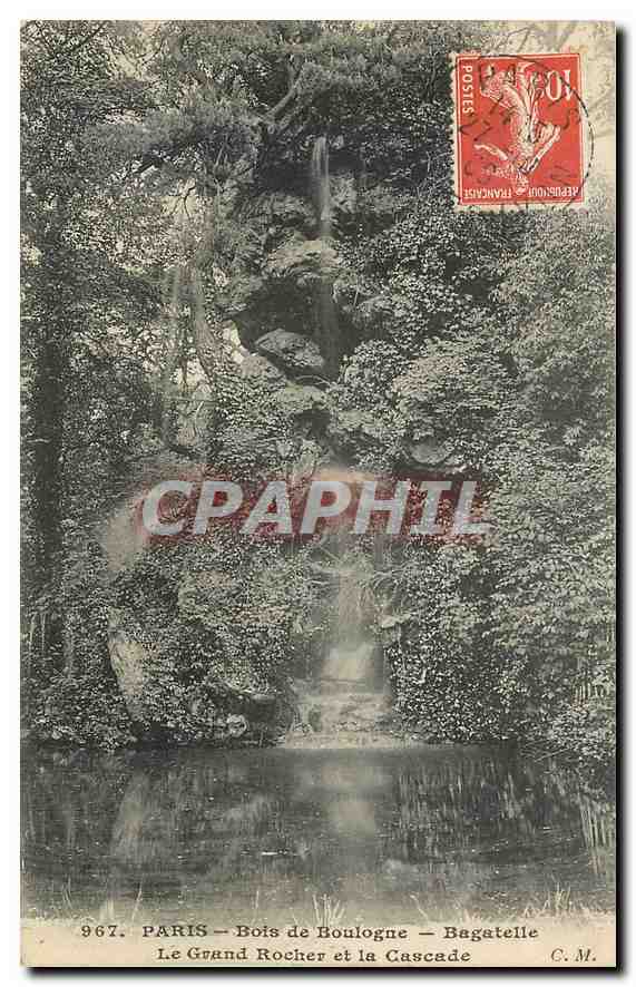 CPA Paris Bois de Boulogne Bagatelle Le Grand Rocher et le Cascade 
