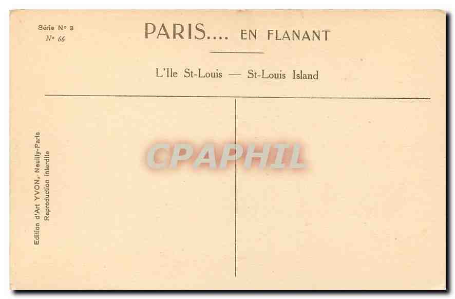 CPA Paris l'Ile St Louis  — Rückseite