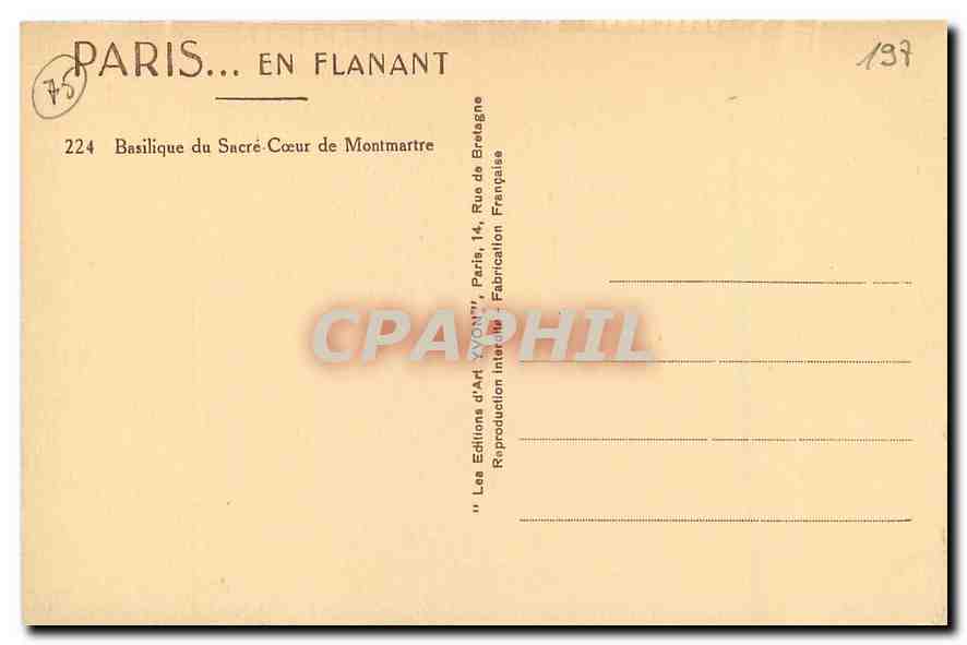CPA Paris Basilique du Sacre Coeur de Montmartre  — Verso