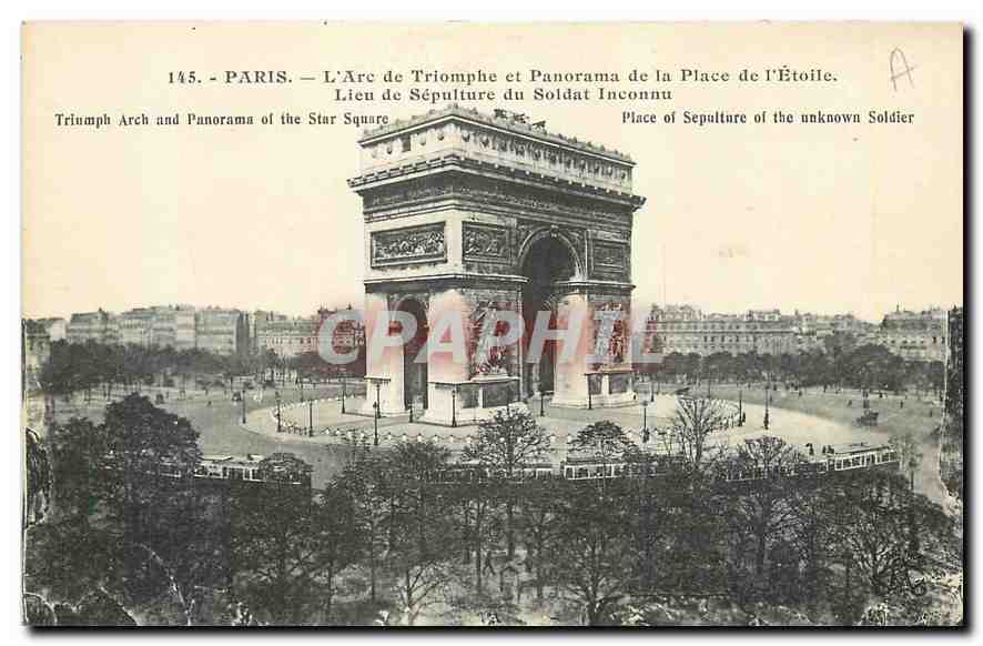 CPA Paris l'Arc de Triomphe et Panorama de la Place de l'Etoile 
