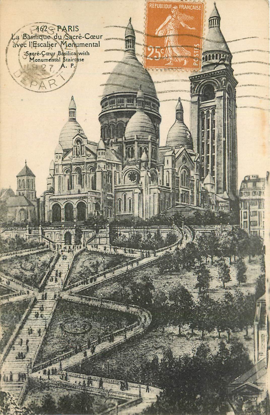 CPA Paris La Basilique du Sacre Coeur avec l'Escalier Monumental 