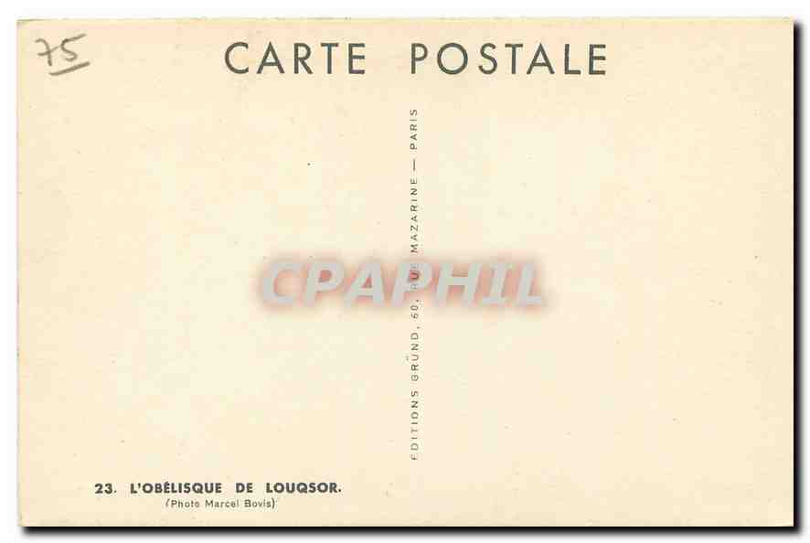 CPA l'Obelisque de Louqsor  — Rückseite