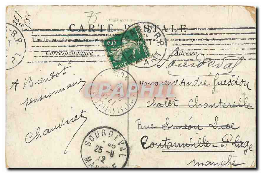 CPA Paris Hotel de Ville  — Rückseite