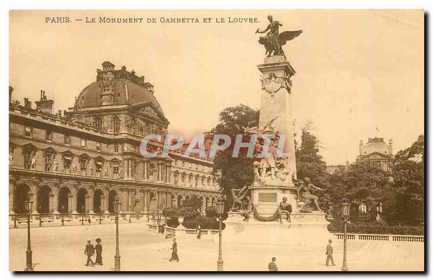 CPA Paris Le Monument de Gambetta et le Louvre 