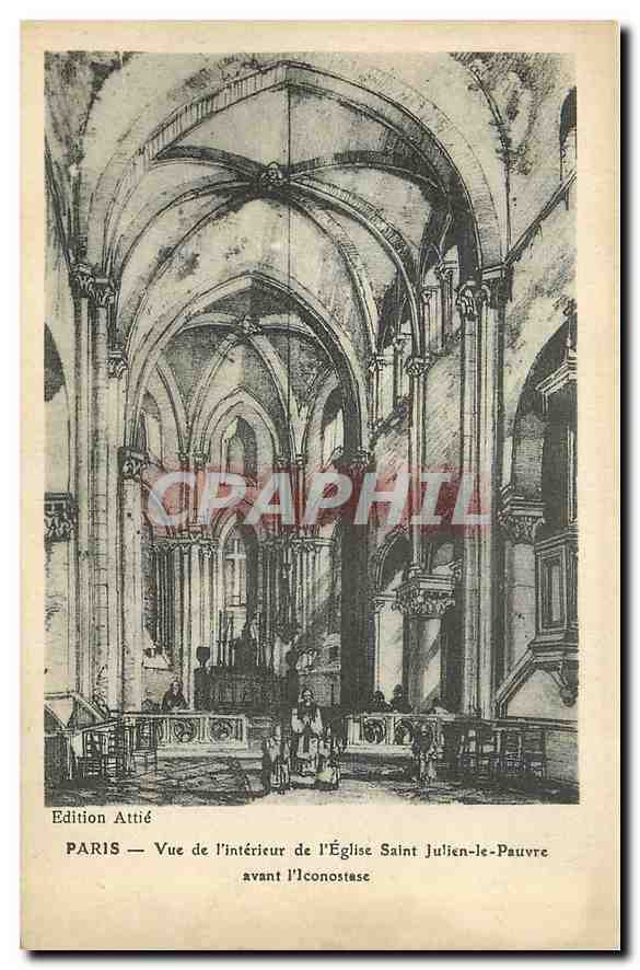 CPA Paris Vue de l'Interieur de l'Eglise Saint Julien le Pauvre 