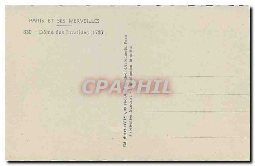CPA Paris et ses Merveills Dome des Invalides  — Rückseite