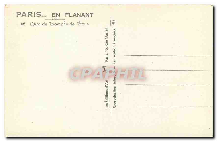 CPA Paris en Flanant l'Arc de Triomphe de l'Etoile  — Verso