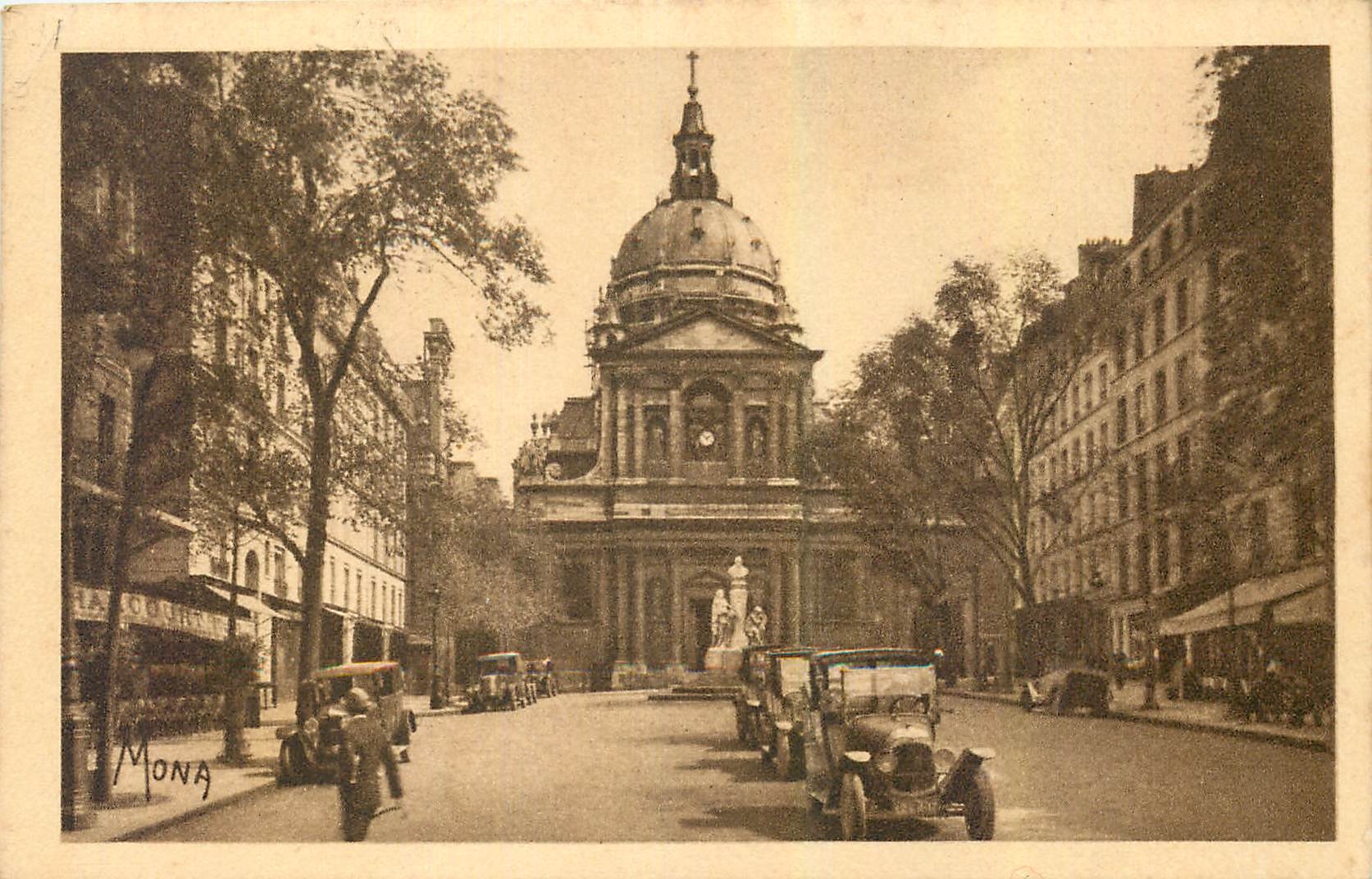 CPA Les petits Tableaux de Paris La Place de la Sorbonne Automobile