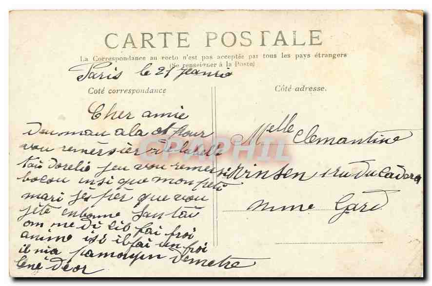CPA Paris La Conciergerie  — Rückseite