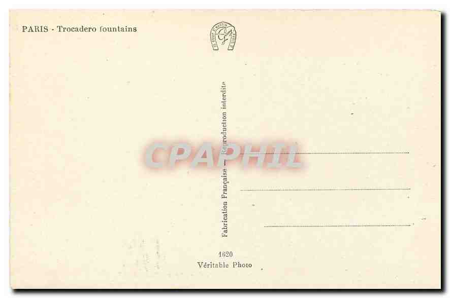 CPA Paris Les Fontaines des Trocadero  — Verso