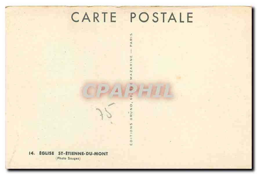 CPA Eglise St Etienne du Mont  — Rückseite