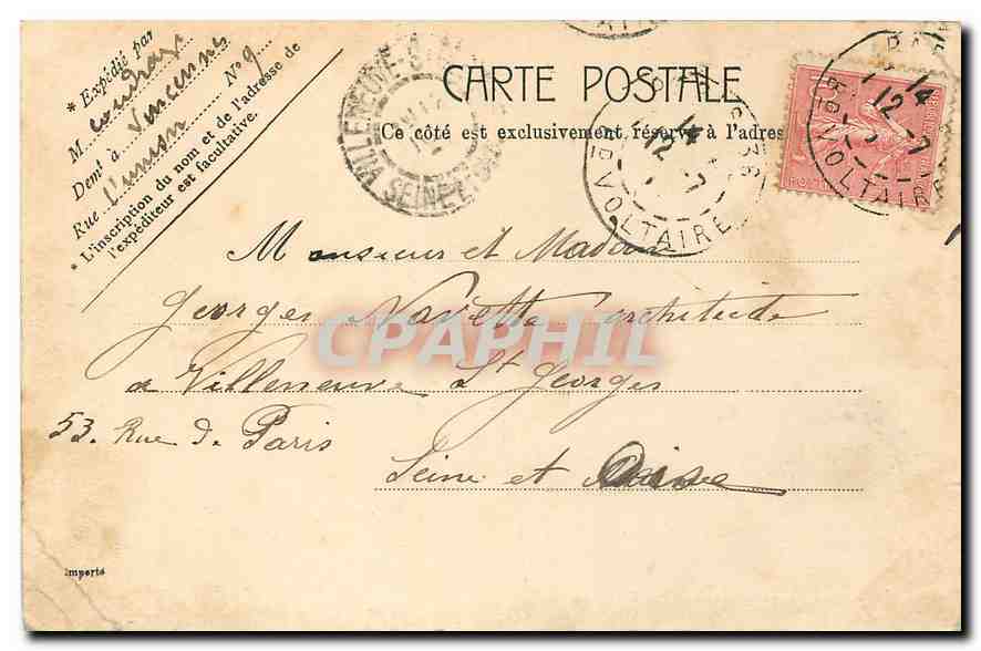 Paris - Place de la Bourse — vue de la Bourse et du Cirque d'Écoulange — éditeur non identifié, n° 5012 — Verso