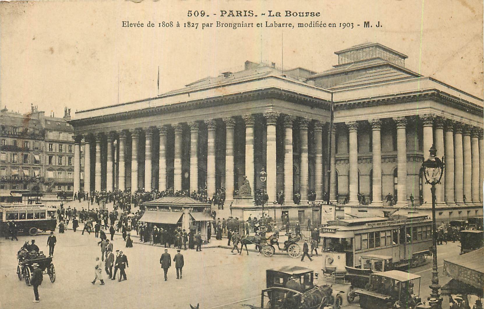 CPA Paris La Bourse Tramway