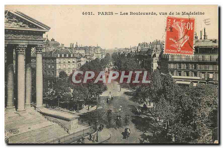 CPA Paris les Boulevards vus de la Madeleine 