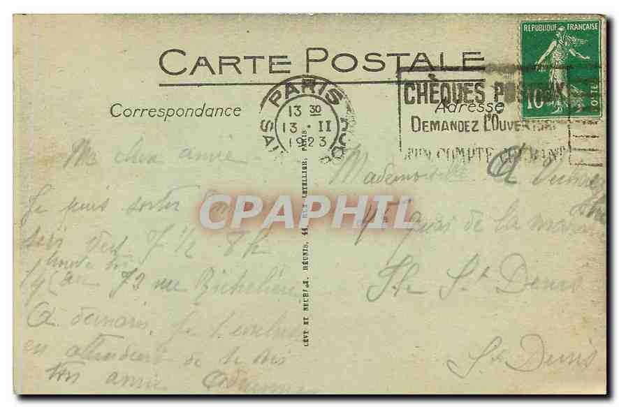 CPA Paris Le Square Louvois  — Verso