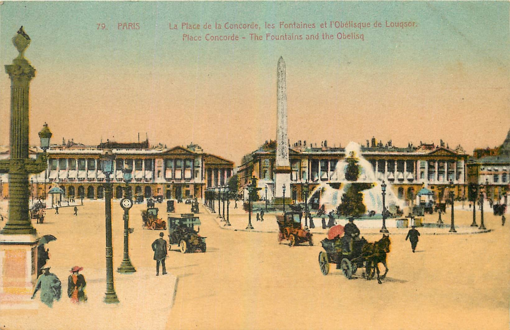 CPA Paris La Place de la Concorde les Fontaines et l'Obelisque de Louqsor 