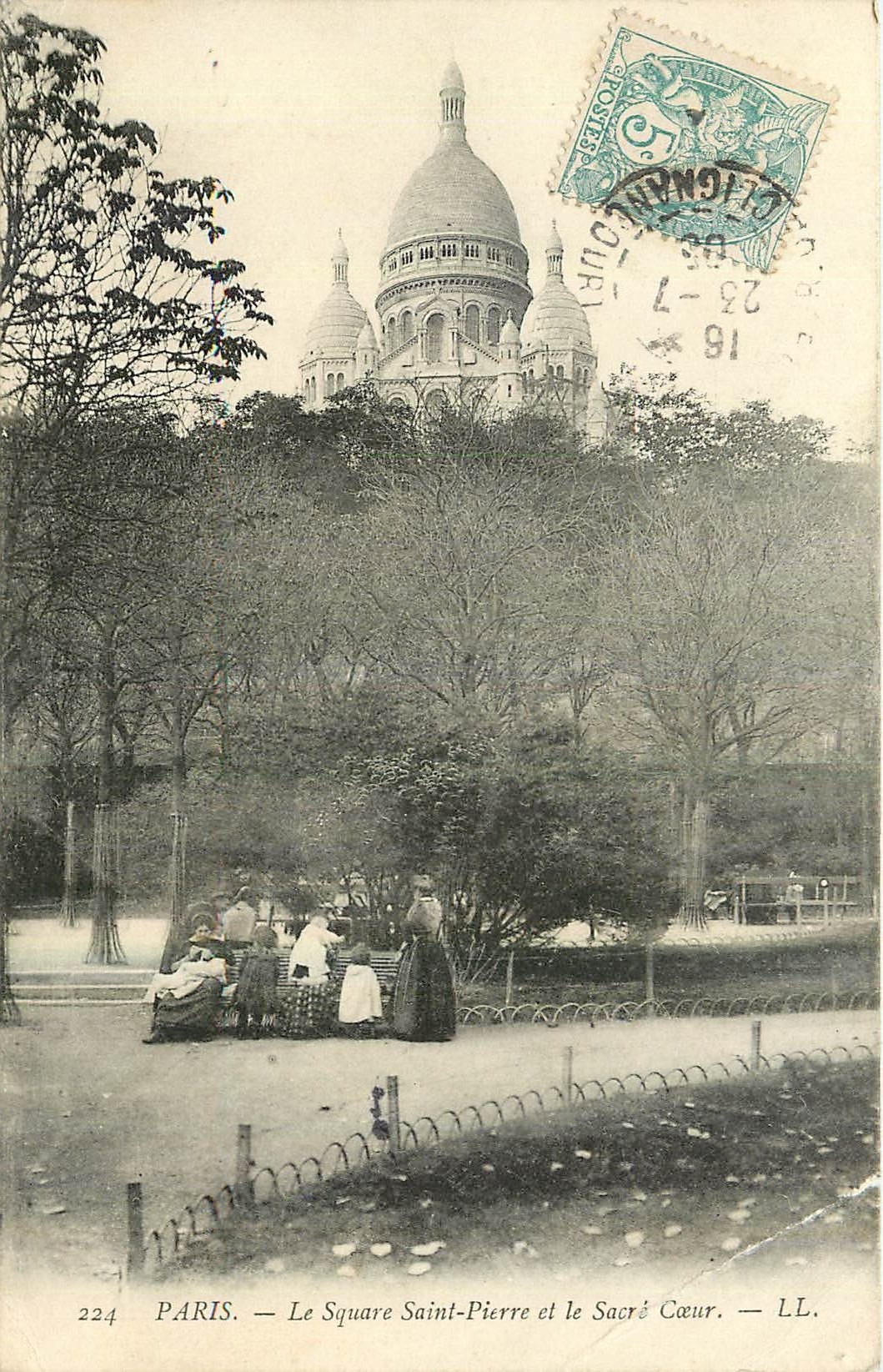 CPA Paris Le square Saint Pierre et le Sacre Coeur 