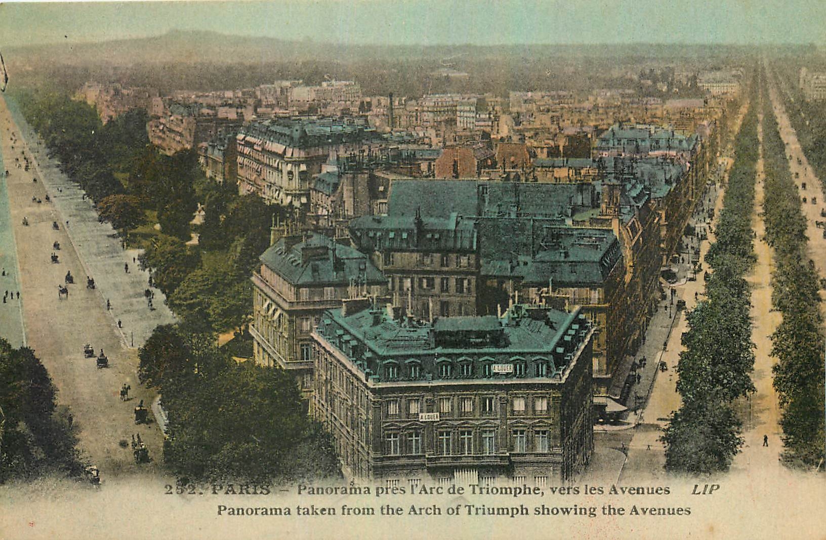 CPA Paris Panorama pres l'Arc de Triomphe vers les Avenues 