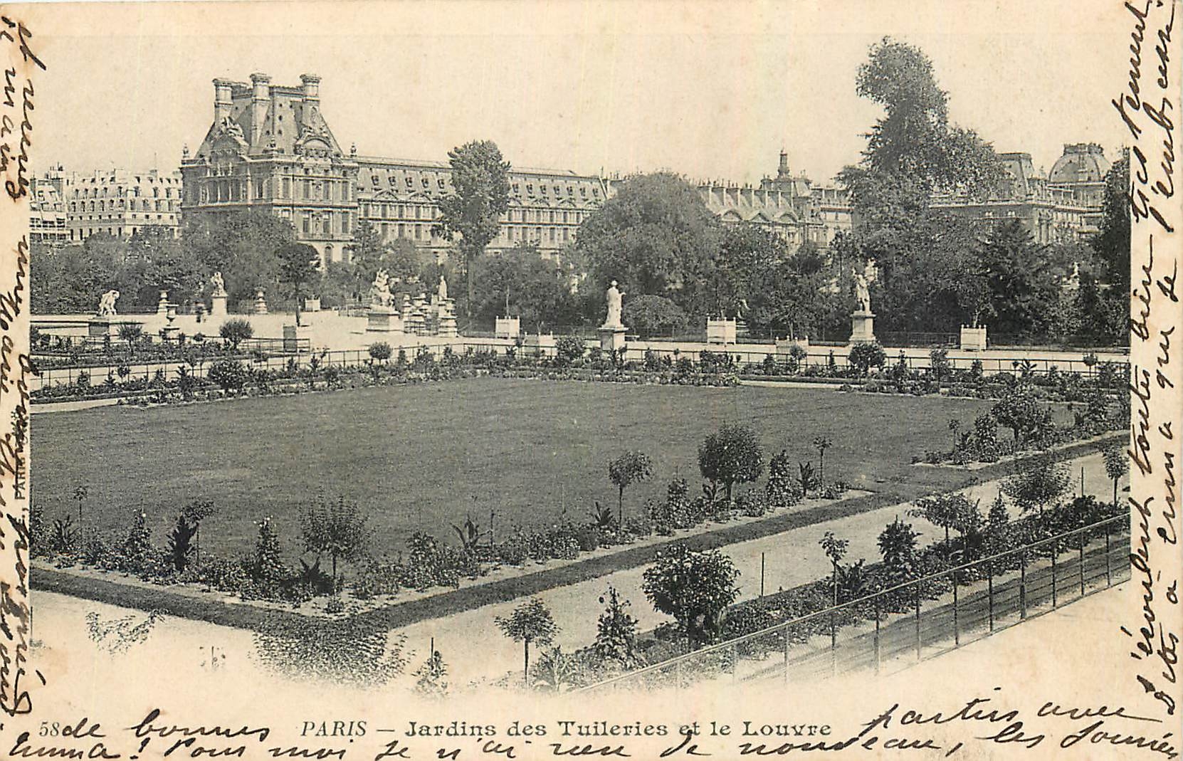 CPA Paris Jardins des Tuileries et le Louvre 
