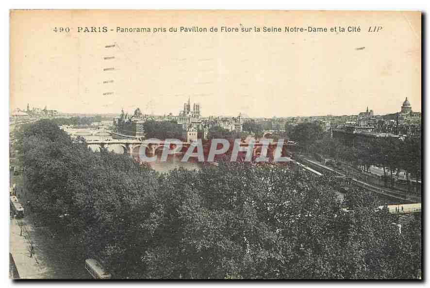 CPA Paris Panorama pris du Pavillon de Flore sur la Seine Notre Dame et la Cite 