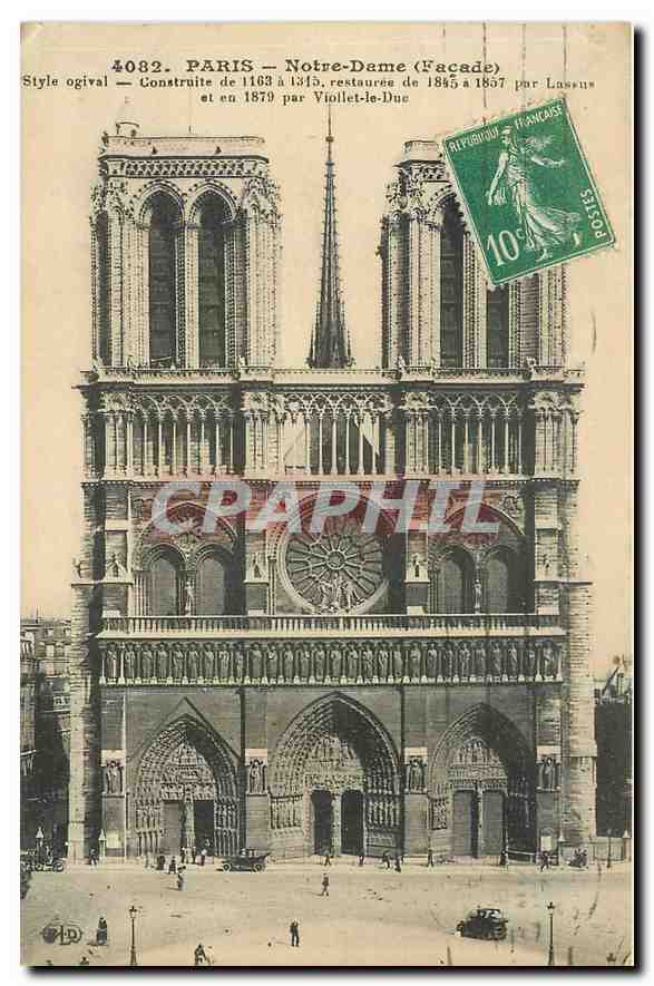 CPA Paris Notre Dame Facade Style ogival 